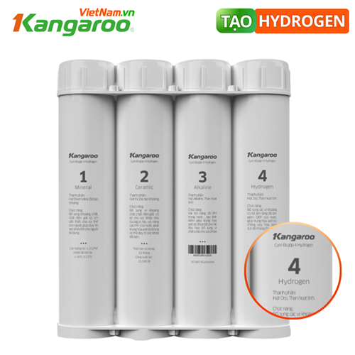 Bộ 4 lõi tạo Hydrogen Kangaroo: Mineral, Ceramic, Alkaline, Hydrogen