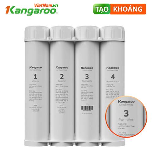 Bộ 4 lõi tạo khoáng Kangaroo: Mineral, Ceramic, Tourmaline, Nano Carbon