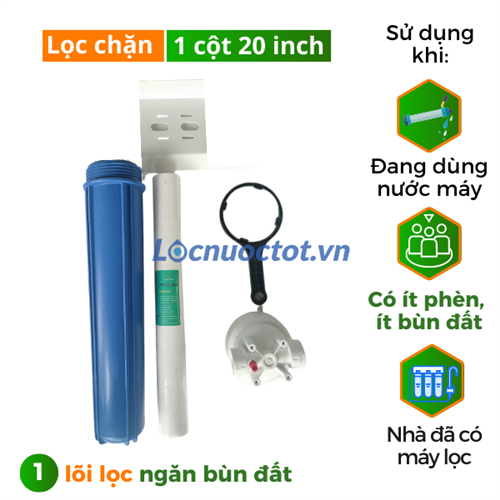 Bộ lọc chặn đầu nguồn 1 cốc 1 lõi 20 inch