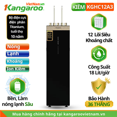 Máy lọc nước Kangaroo KGHC12A3 Sumire Hydrogen ion kiềm nóng lạnh