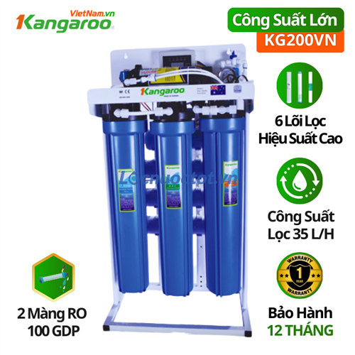 Máy lọc nước RO Kangaroo KG200VN, Công suất lớn 35 lít/h